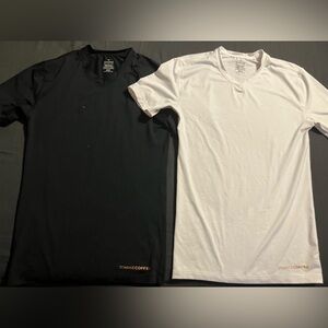 TOMMIE COPPER Lot of 2 Short Sleeve Fitted V-neck Tees - White & Black